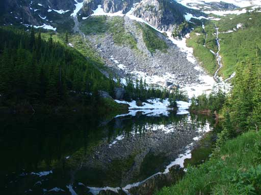 At the lake. This is NOT a perfect camping spot unless you enjoys mosquitos...