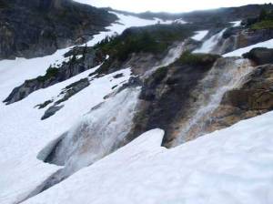 There was water flowing beneath the snow. Good thing we didn't fall through