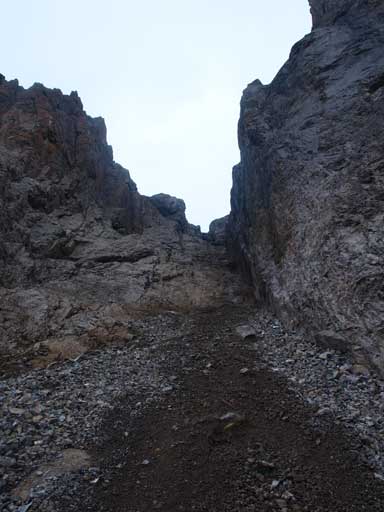 We came down this gully from center peak