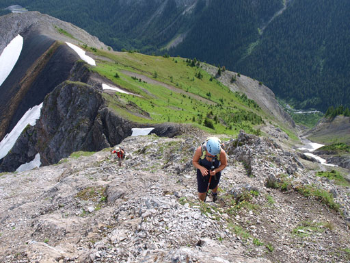 Andrea and Shaun slogging up the slope above the saddle