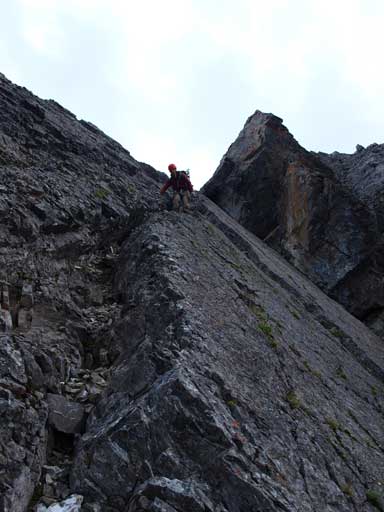 Shuan descending the crack