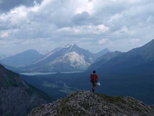 Shaun on the outlier, with Mount Nestor in the background.