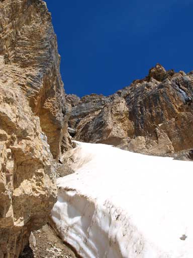 This is the gully we went up. The snow required crampons to cross.