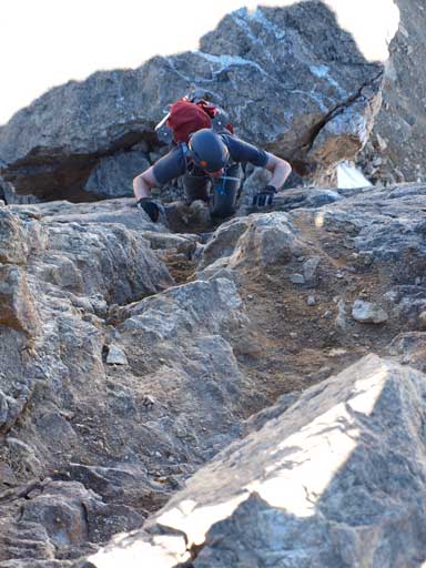 Mike finishing the crux
