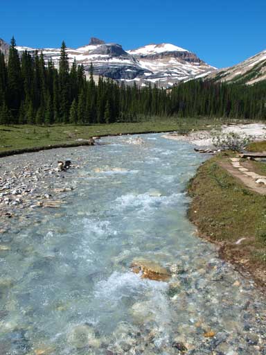 Crossing Little Yoho River in the morning.