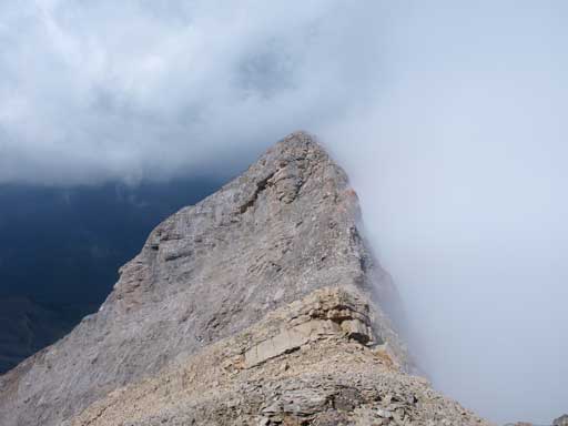 Looking at the 2nd crux. The sun temporarily came out.