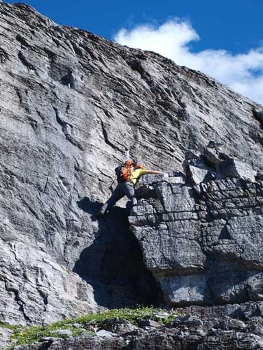Kevin challenges a fun step that he missed on the way up.