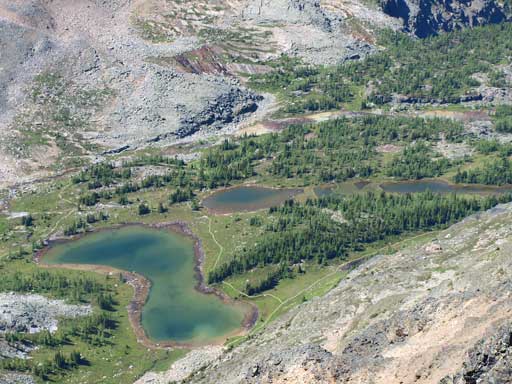 Looking down to Hungabee Lake