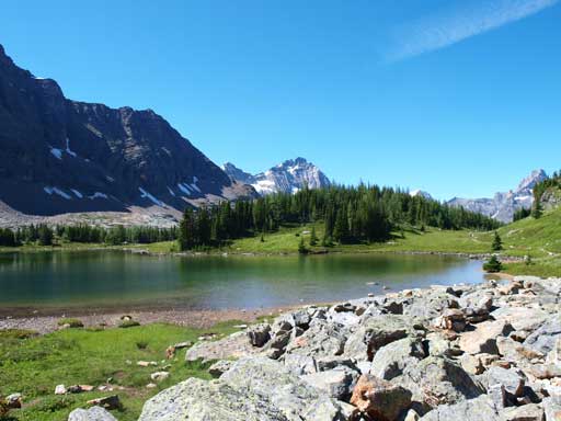 Another view looking down at Hungabee Lake