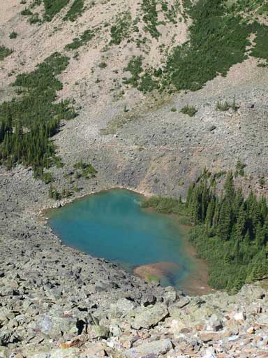 Looking down at Yukness Lake from Yukness Ledge