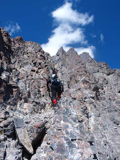 Marko climbing up the chimney on the 2nd notch