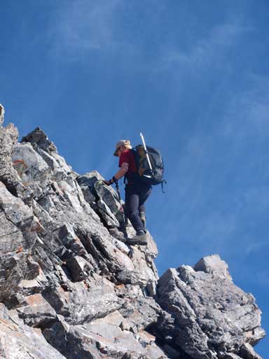 Neil ascending an optional challenging step.