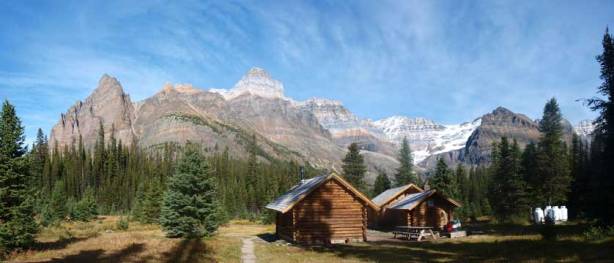 A panorama from Elizabeth Parker Hut. Mt. Huber looms behind