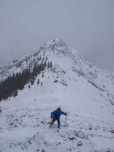 Ben hiking up the last bit to the higher East tower