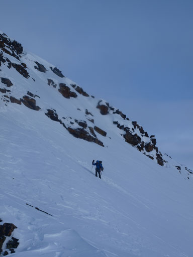Ben traversing another steep slope.