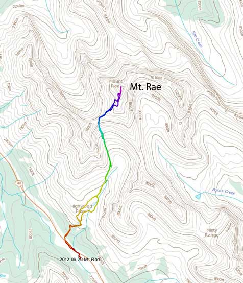 Mt. Rae standard scramble route