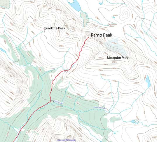 Ramp Peak ski/snowshoe ascent route