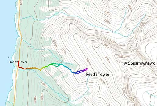 Read's Tower standard ascent route