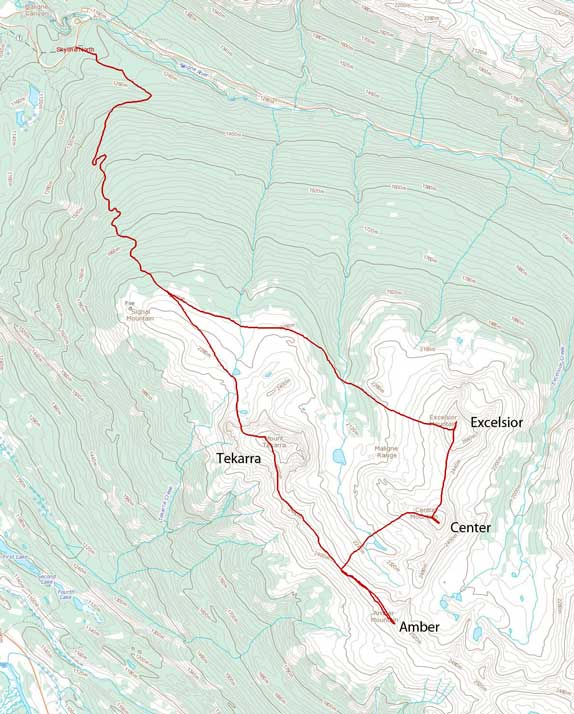 Scramble routes for Excelsior, Center, Amber and Tekarra