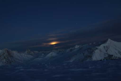 Moonset from the summit. Photo by Ben