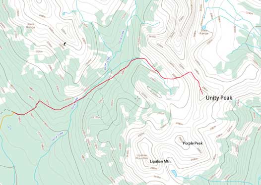 Unity Peak ascent via direct route