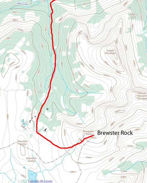 Brewster Rock ski ascent route