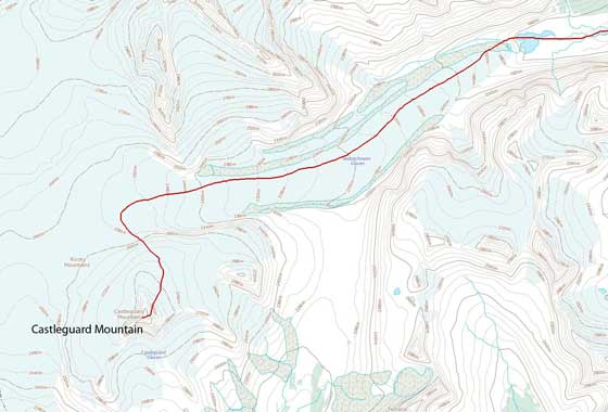 Castleguard Mountain ascent route via Saskatchewan Glacier