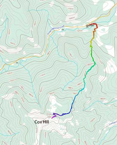Cox Hill hiking route