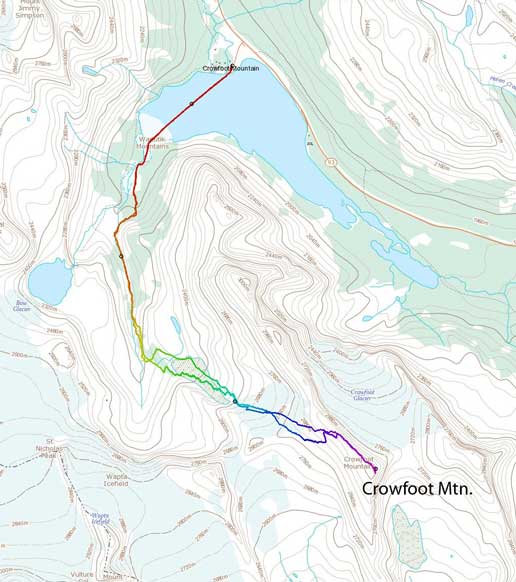 Crowfoot Mountain winter ascent route