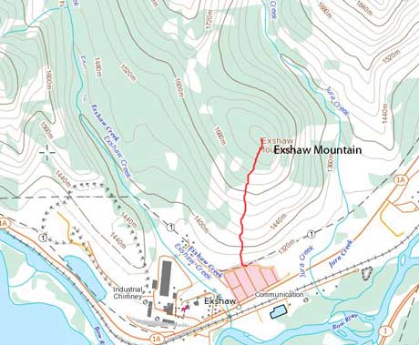 Exshaw Mountain hiking/bushwhacking ascent route