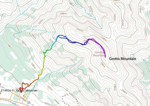 Grotto Mountain standard scramble route