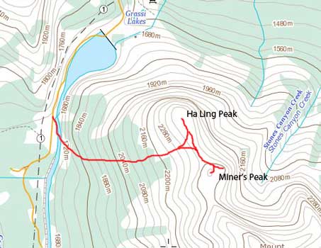 Ha Ling Peak and Miner's Peak standard scramble route