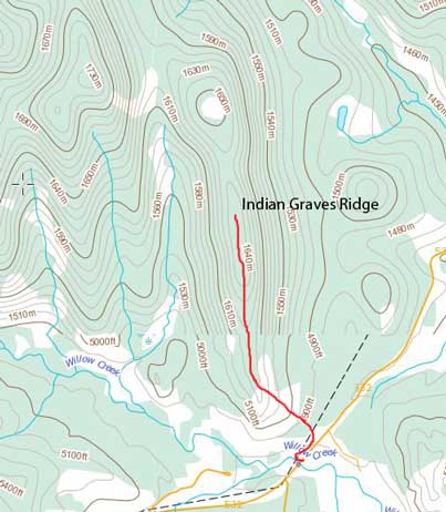 Indian Graves Ridge hiking route