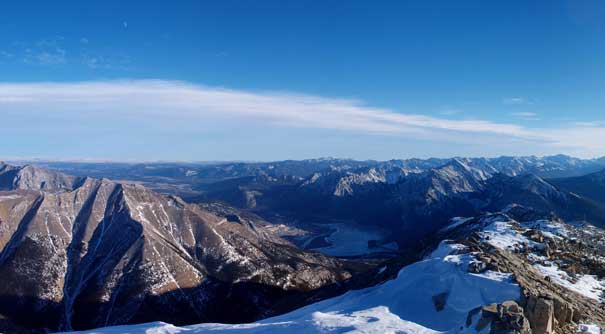 Summit view looking towards Lac des Arcs area. Everything looks small from here.