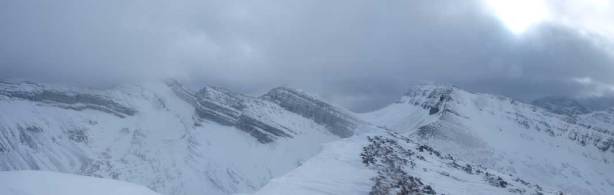 Summit view towards Bogart (in the clouds) and Red Peak (North Buller Pass Peak)