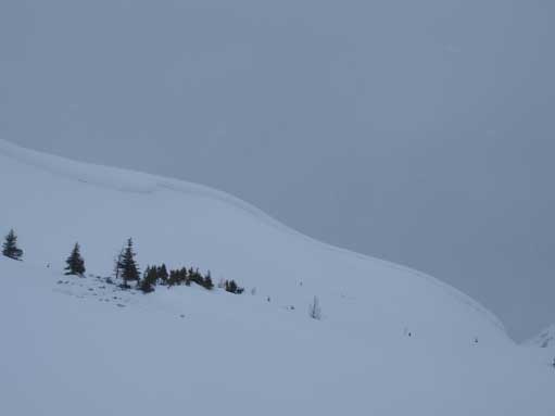 This area has some huge cornices. These are on the shoulder of Snow Peak