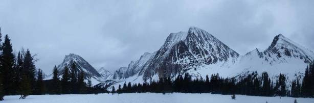 A panorama of Chester Lake area in winter.
