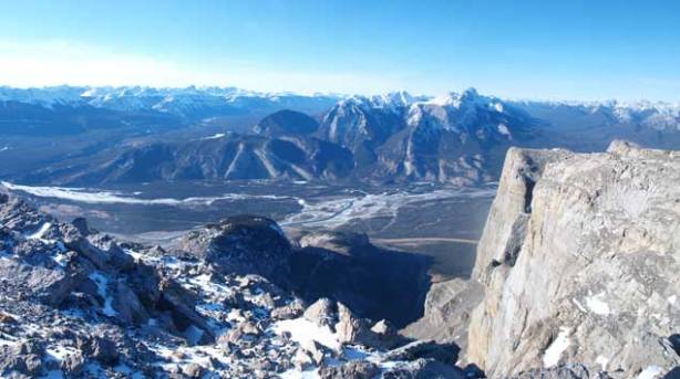 Looking down the rock face again.