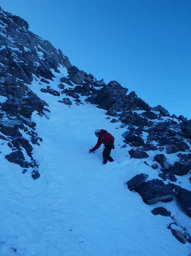 Traversing this snow gully
