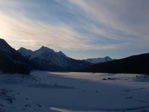 Morning view of Medicine Lake on the drive in. It was cold now.