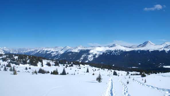 Looking back. Across the valley is Queen Elizabeth Range. Opal Peak on the far right.