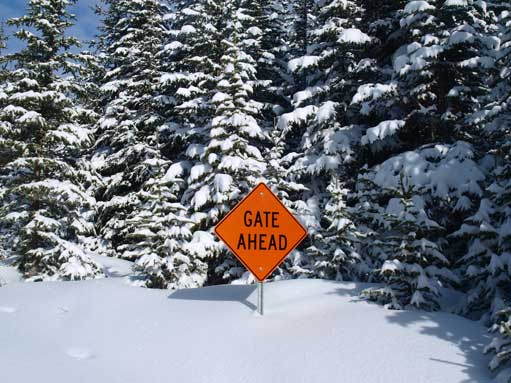 Eventually we made to the gate. In summer you can drive up here