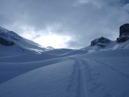 The foreshortened view. It takes a long time to clear this slope