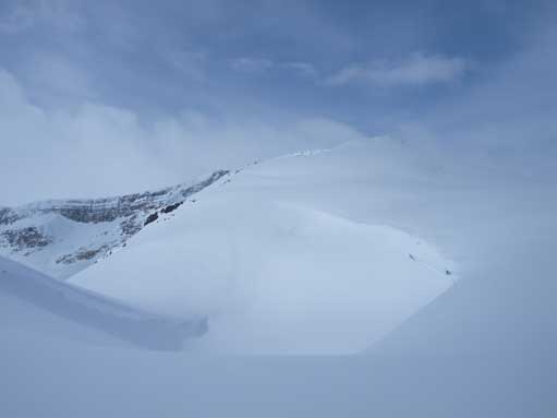 At Crowfoot/Little Crowfoot col, Little Crowfoot on right.