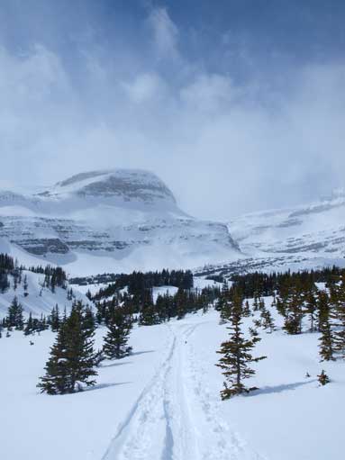 Retracing our up-tracks, with The Onion behind.