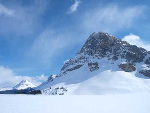 Gorgeous view of Crowfoot Mountain from Bow Lake