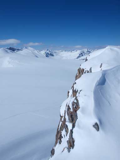 Shear drop-off on the west side.
