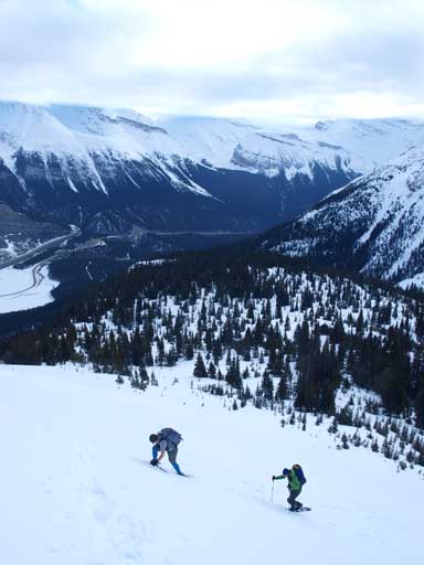 Eric and Vern sloggin' up the avalanche slope. We found some slabs in this area.