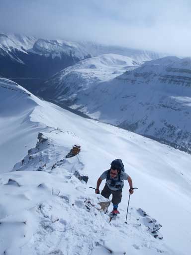 Eric scrambling up a short band.