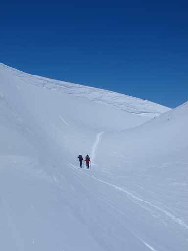 Now We'd done the elevation loss. What we had to do was to gain the left side and follow the glacier up